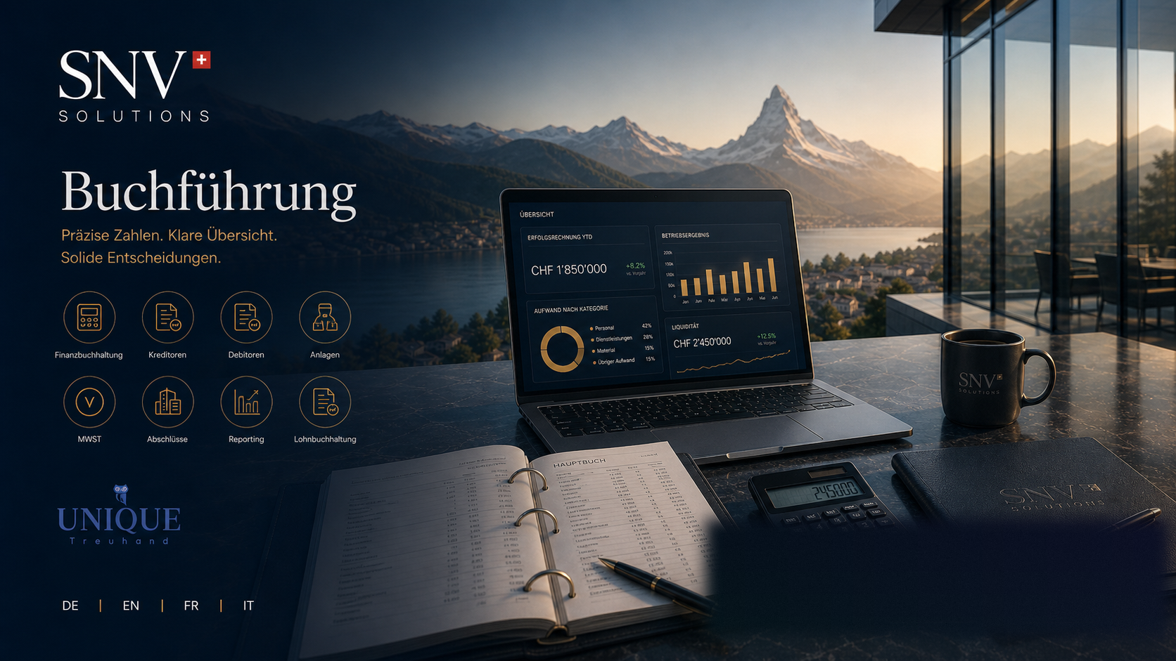 UNIQUE Treuhand – Schweizer Treuhand, Buchhaltung und Steuerberatung von SNV Solutions