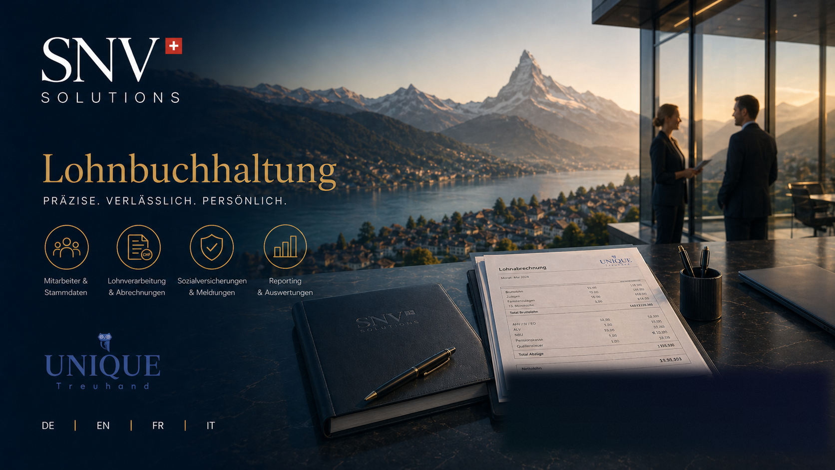 UNIQUE Treuhand – Schweizer Treuhand, Buchhaltung und Steuerberatung von SNV Solutions
