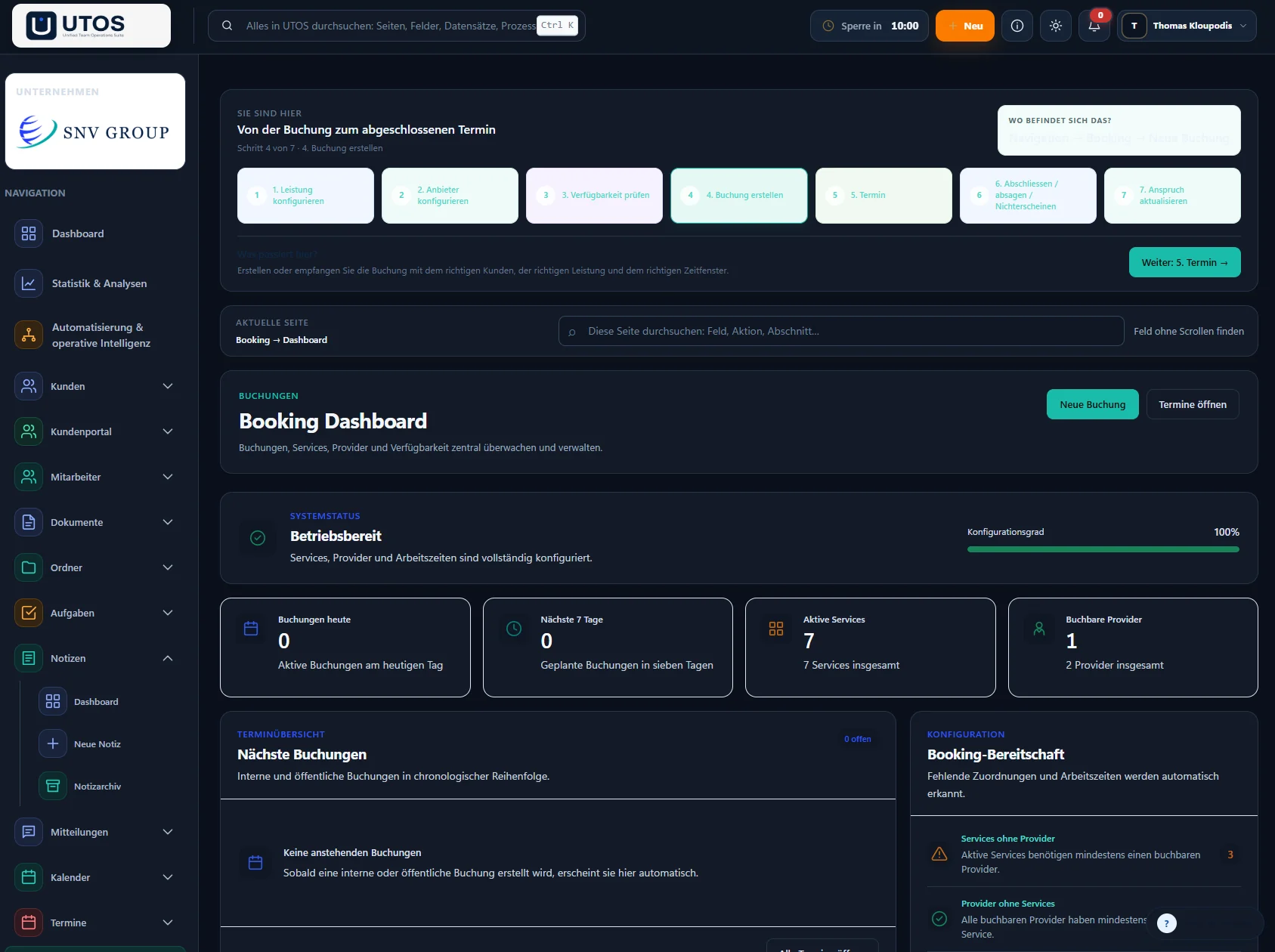 UTOS Booking Dashboard