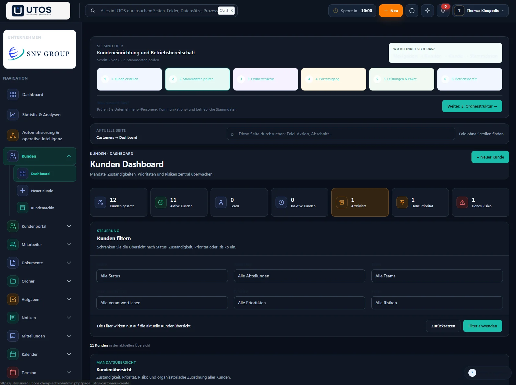 UTOS Kunden Dashboard