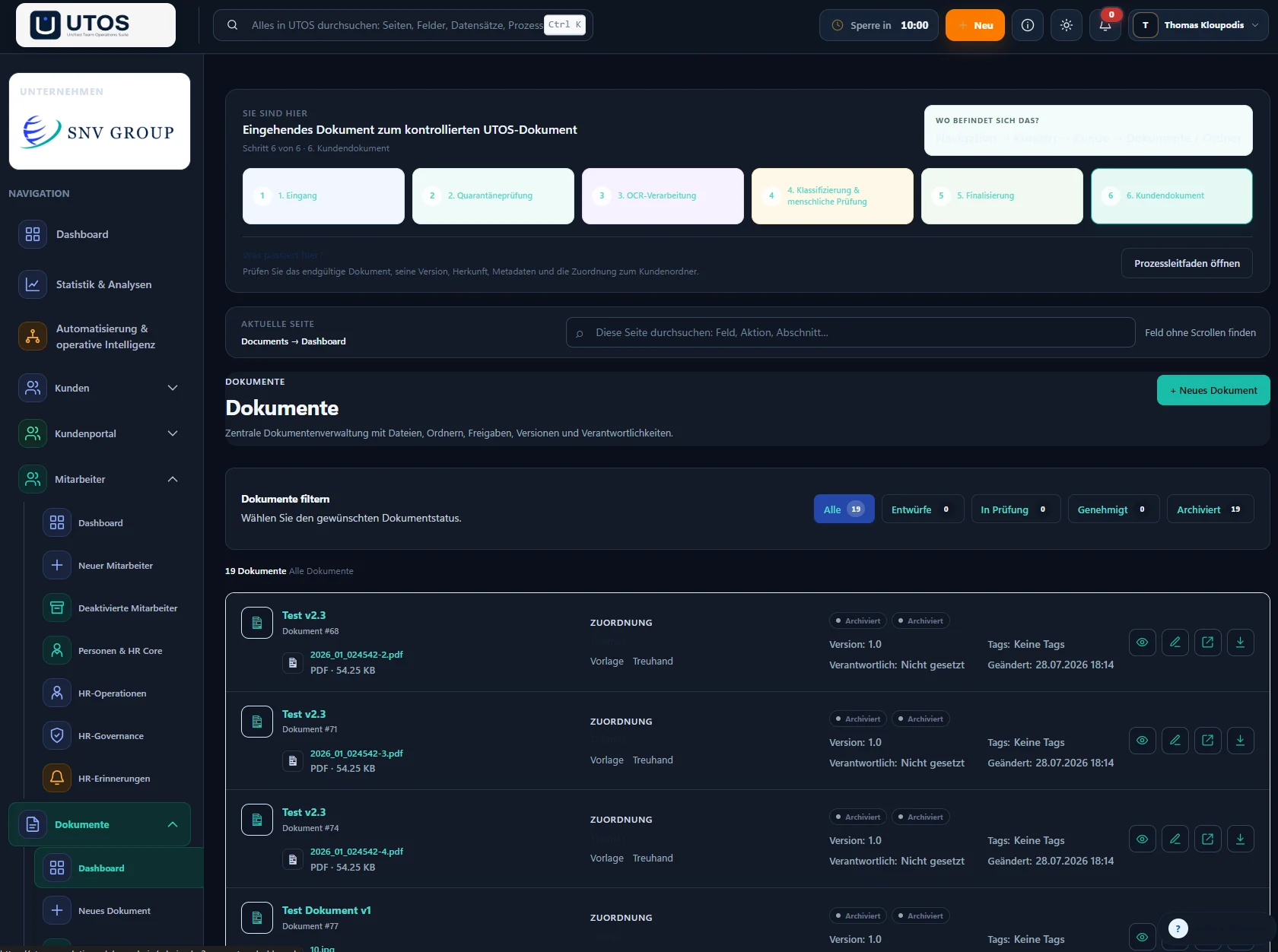UTOS Dokumente Dashboard